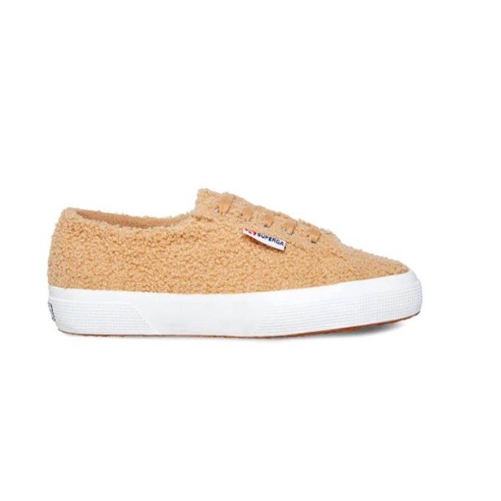 Superga Beige Shearling Lace Up Sneaker Women’s EU Size 39.5 NEW - Picture 3 of 5